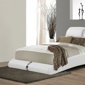 B153 Upholstered Bed in White Leatherette