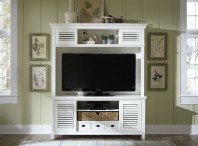 Summerhill TV Stand 442-ENT in Linen by Liberty w/Optional Hutch