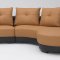 Black and Brown Two-Tone Full Leather Modern Sectional Sofa