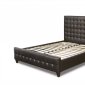 Mocca Bonded Leather Modern Tufted Zen Bed