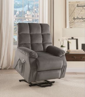 Ipompea Recliner 59263 in Gray Velvet by Acme w/Massage