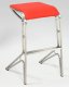 Red Seat Set of 2 Backless Barstools w/Stainless Steel Bases