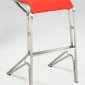 Red Seat Set of 2 Backless Barstools w/Stainless Steel Bases