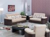 Cream Fabric & Brown Vinyl Two-Tone Modern Sofa Bed w/Options