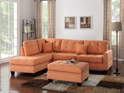 F6506 Sectional Sofa in Citrus Fabric by Boss w/ Ottoman