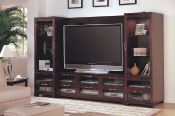 Cappuccino Finish Modern Entertainment Wall Unit W/Glass Doors [CRTV-386-700608]