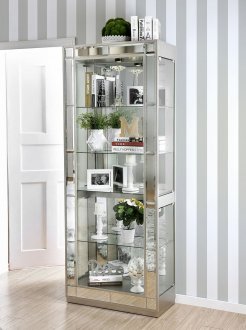 Carrollton Curio Cabinet CM-CR150 in Chrome & Mirror