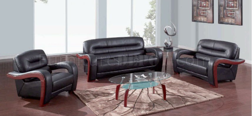 992 Sofa & Loveseat in Black Leather by Global Furniture