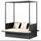 Black & White Modern Outdoor Beach Bed w/Flat Roof