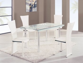 DA818 Dining Set 5Pc w/White Chairs by Global Furniture USA [GFDS-DA818LDT-D1513DC White]