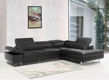 Barts Sectional Sofa in Black Bonded Leather by Beverly Hills [BHSS-Barts Black]