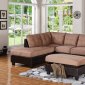 G908B Sectional Sofa w/Ottoman in Saddle Fabric by Glory