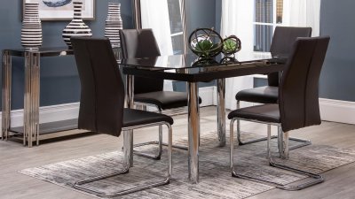 D30DT Dining 5Pc Set by Global w/Black Top & D41DC Chairs