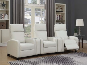 Amelia Home Theater Sofa 603181 in White Leatherette by Coaster [CRSS-603181-Amelia]