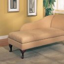 Tan Microfiber Traditional Chaise Lounge w/Flip Open Storage