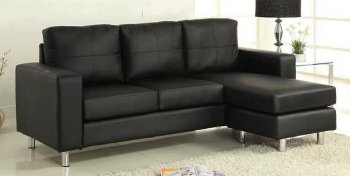 CM2122BK Avon Sofa & Ottoman Set in Black Leatherette [FAS-CM2122BK Avon Black]