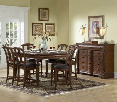 Mahogany Finish Classic Counter Height Dining Table w/Options