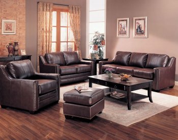 Brown Bonded Leather Contemporary Living Room Sofa w/Options [CRS-502001]