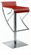 Red Vinyl & Stainless Steel Base Set of 2 Adjustable Barstools