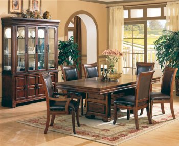 3635 Formal Dining Room in Cherry by Coaster w/Leather Seats [CRDS-3635 Westminster]