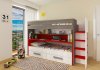 Trasman Bo10 Bunk Bed in Molina/White/Red by ESF