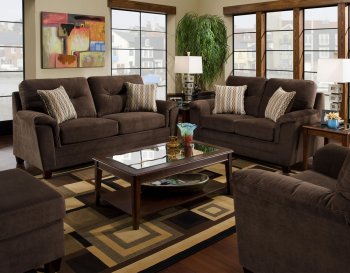 Chocolate Casual Fabric Modern Sofa & Loveseat Set w/Options [AFS-1070-Chocolate]