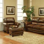 Amaretto Full Leather Cambria Classic Sofa w/Optional Items