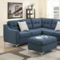 F6999 Sectional Sofa in Navy Fabric w/ Ottoman by Boss