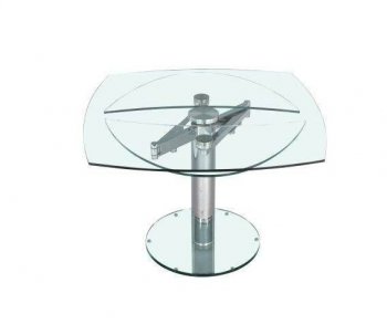 Clear Glass Expandable Top Modern Dining Table w/Chrome Base [CYDS-9042]