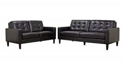 Caledonia Sofa Set Black Bonded Leather by Wholesale Interiors