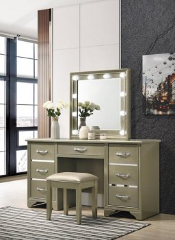 Beaumont Vanity Set 205297 in Champagne by Coaster w/Stool [CRVA-205297 Beaumont]