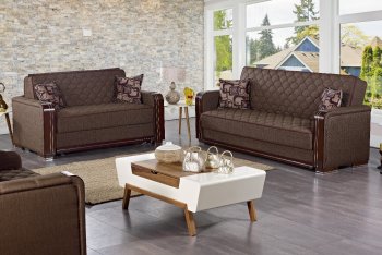 Oregon Sofa Bed in Dark Brown Fabric w/Optional Chair & Loveseat [MYSB-Oregon]