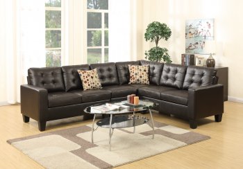 F6939 Sectional Sofa in Espresso Bonded Leather by Boss [PXSS-F6939]