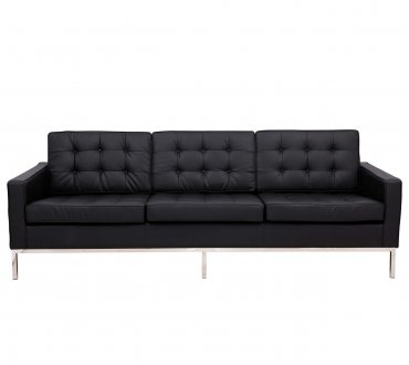 Florence Sofa FS90BLL in Black Leatherette - LeisureMod w/Option