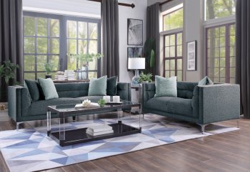 Vernice Sofa & Loveseat 9809BU in Dark Blue Grey by Homelegance [HES-9809BU-Vernice]