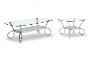 T559 Coffee Table & 2 End Tables Set by Global in Chrome [GFCT-T559]