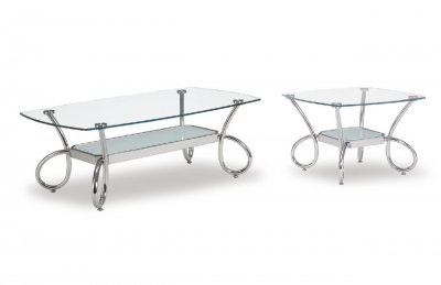 T559 Coffee Table & 2 End Tables Set by Global in Chrome