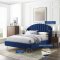 Lana Upholstered Platform Queen Bed in Navy Velvet by Modway