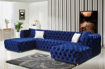 LCL-011 Sectional Sofa in Navy Blue Velvet [BDSS-LCL-011 Navy]