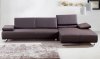 Emotion Sectional Sofa in Chocolate Leather Match by Whiteline