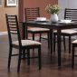 Dark Espresso Finish 5 Pc Modern Dinette With Ladder Back Chairs