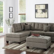 F6504 Sectional Sofa in Coffee Fabric by Boss w/ Ottoman