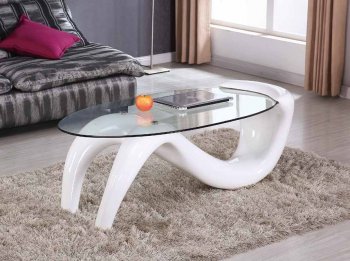 T320 Coffee Table w/White High Gloss Base & Clear Glass Top [EGCT-T320-WT]