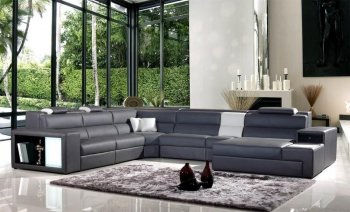 Polaris Sectional Sofa in Grey Bonded Leather by VIG Furniture [VGSS-Polaris Grey]