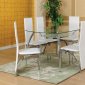 Clear Glass Top Modern 5Pc Dinette w/White Chairs