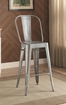 106017 Metal Barstool Set of 2 in Galvanized by Coaster [CRBA-106017]