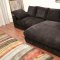 Dark Brown Ribbed Velvety Microfiber Modern Sectional Sofa