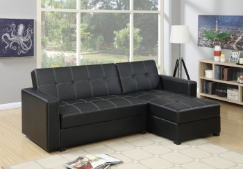 F7894 Adjustable Sectional Sofa in Black Faux Leather by Boss [PXSS-F7894]