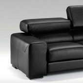 Black Full Top Grain Italian Leather 3Pc Modern Living Room Set