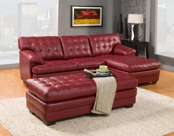 Brooks Sectional Sofa 9739 in Red Bonded Leather by Homelegance [HESS-9739RED Brooks]